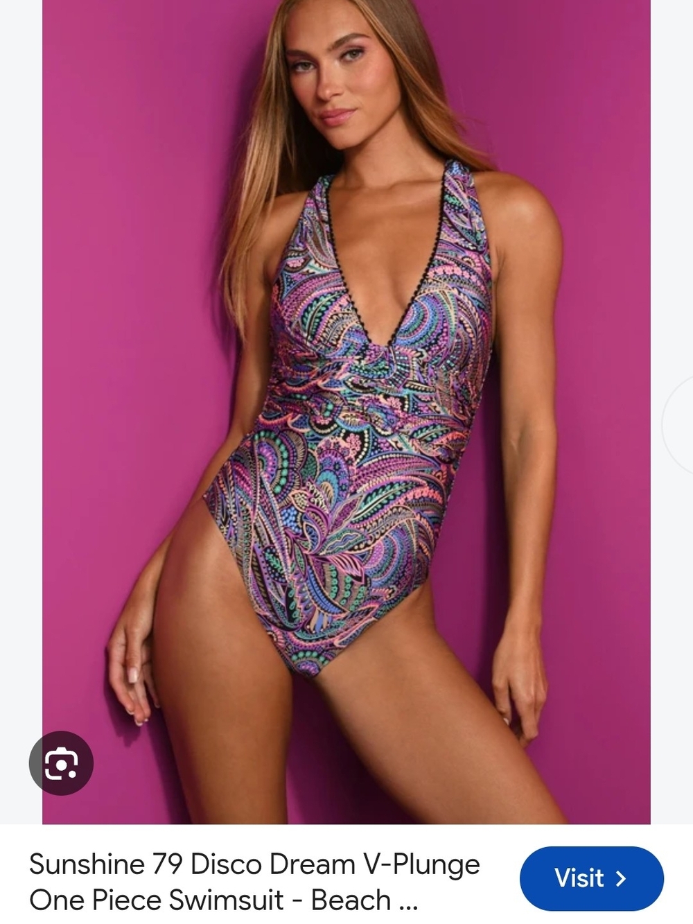 Sunshine 79 V-Plunge One-Piece Swimsuit - Pink Paisley Size 4